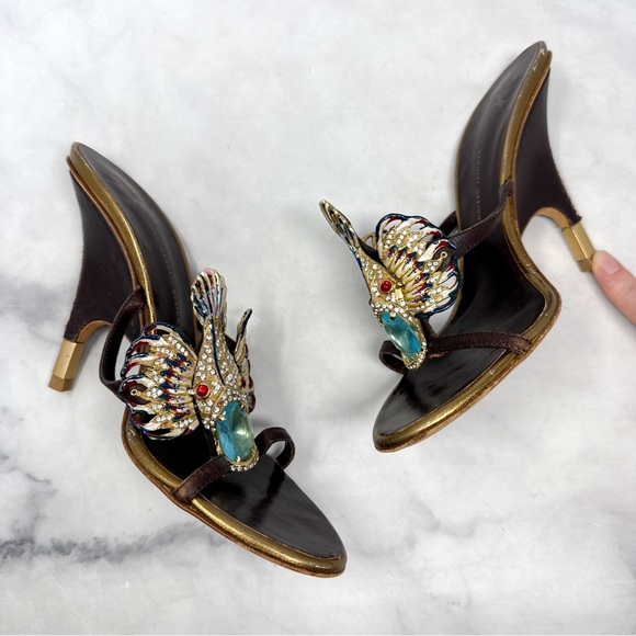 Giuseppe Zanotti Vintage Y2K Iconic Lionfish Embellished Sandal Heels Rare 38 - Picture 10 of 16